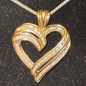 Gold Heart Pendant Necklace Italy 925 IBB 925 HI